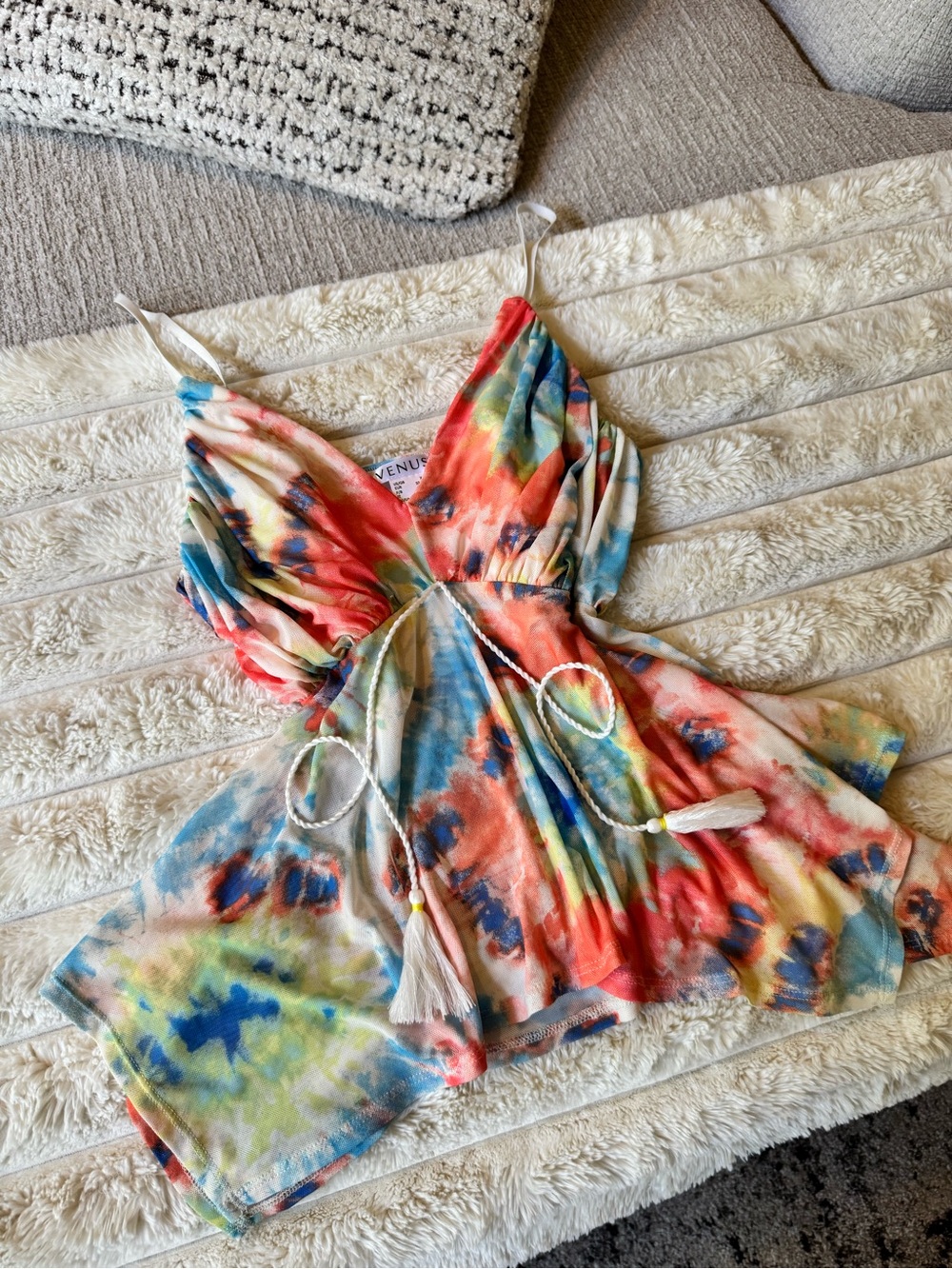 Venus XS watercolor floral mesh top